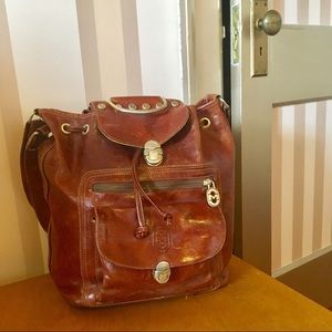 Vintage Mario Orlandi Leather Bucket Bag